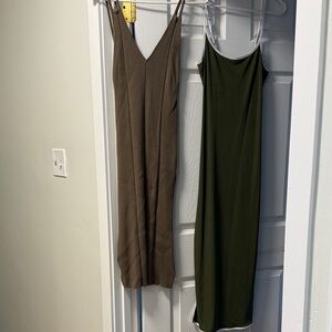Two Sleeveless Dresses - Olive green